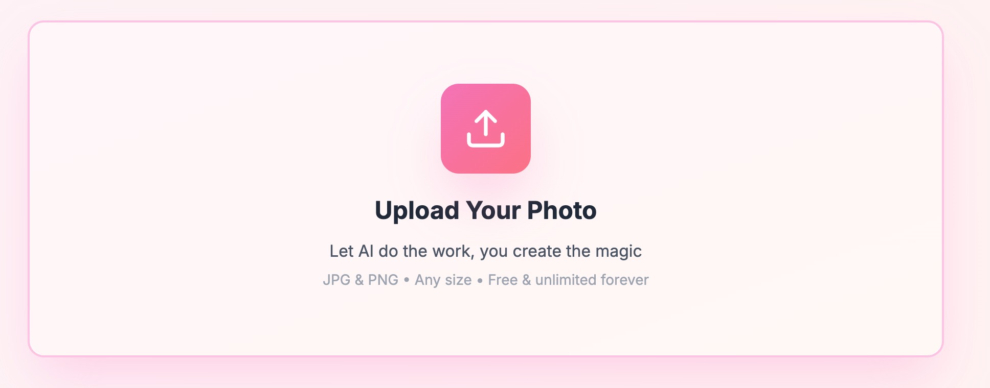 PhotoTextify upload screen showing drag and drop area