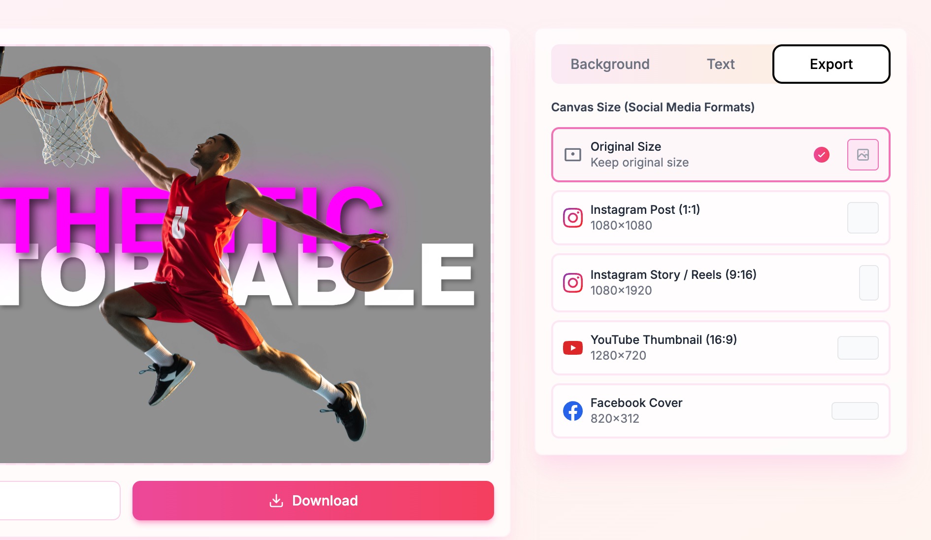 Final text behind image result ready to download from PhotoTextify